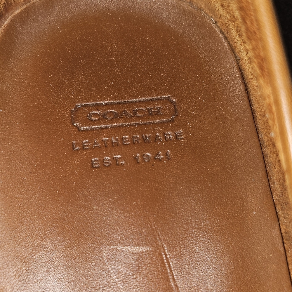COACH Patterson Men’s Horse but Driving Shoes 10.5 Tan MADE IN ITALY - Picture 4 of 13